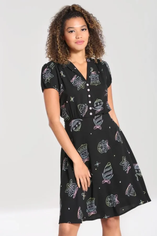 Hell Bunny Dresses>Merry Mid Dress Black