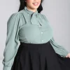 Hell Bunny Tops | Blouses>Mia Blouse Green