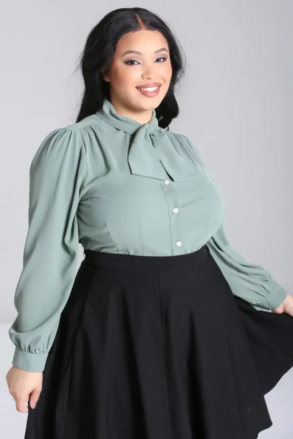 Hell Bunny Tops | Blouses>Mia Blouse Green