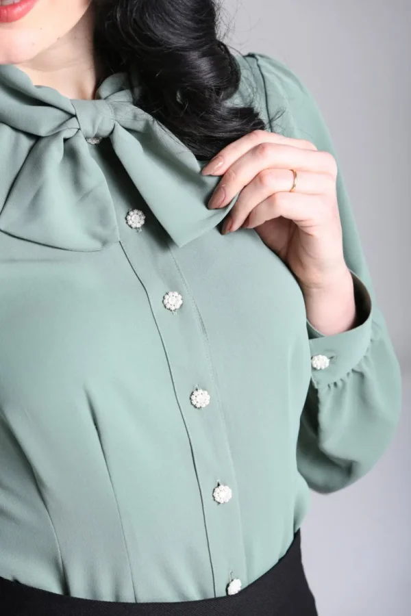 Hell Bunny Tops | Blouses>Mia Blouse Green