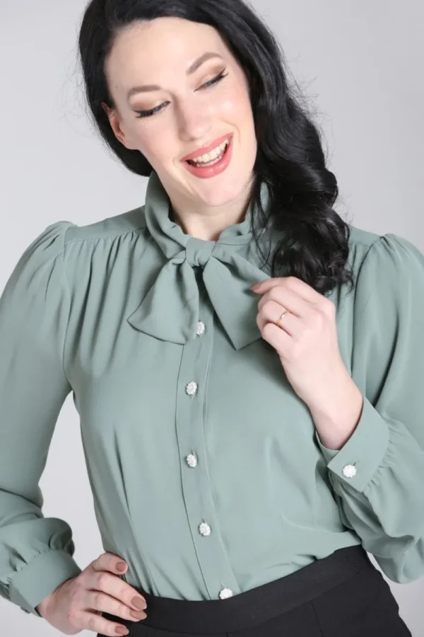 Hell Bunny Tops | Blouses>Mia Blouse Green