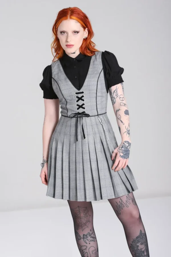 Hell Bunny Dresses | Dresses>Mina Pinafore Dress Grey