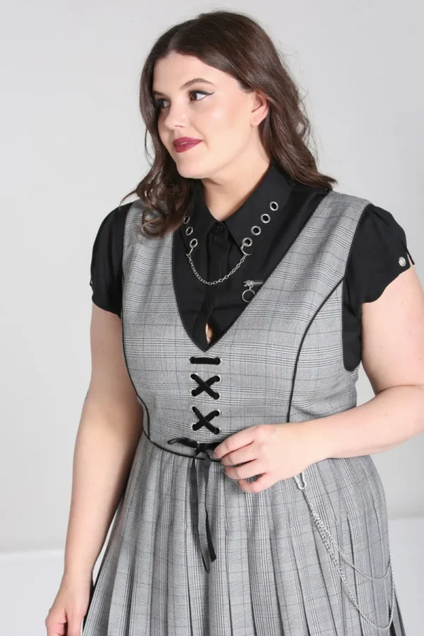 Hell Bunny Dresses | Dresses>Mina Pinafore Dress Grey