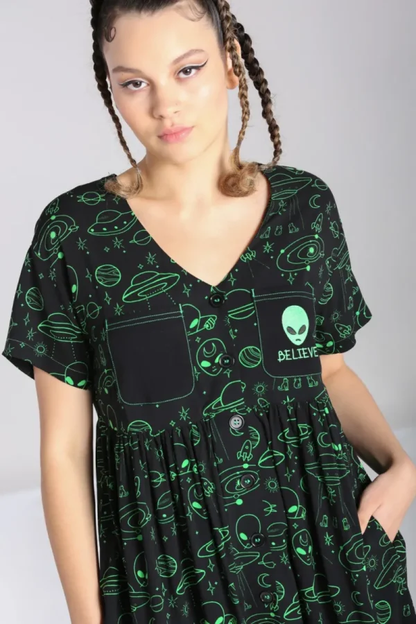 Hell Bunny Dresses>Mulder Dress Green