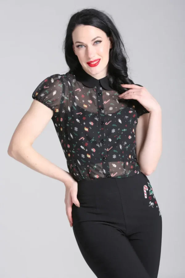 Hell Bunny Blouses | Tops>Natalie Blouse Black