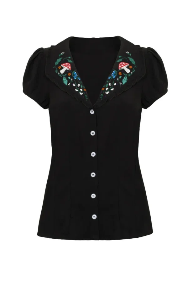 Hell Bunny Blouses | Tops>Natura Blouse Black