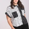 Hell Bunny Tops | Blouses>Safety Pin Shirt Black