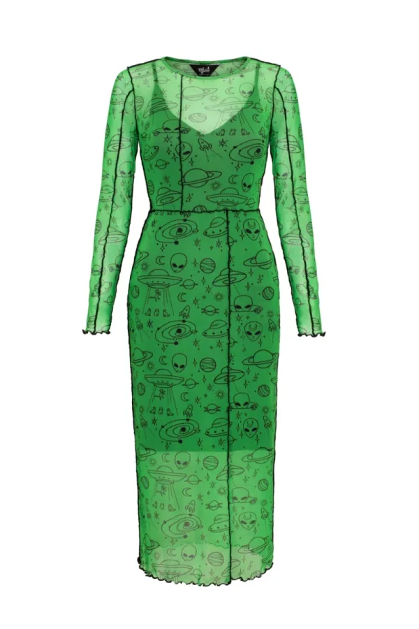 Hell Bunny Dresses>Scully Dress Green