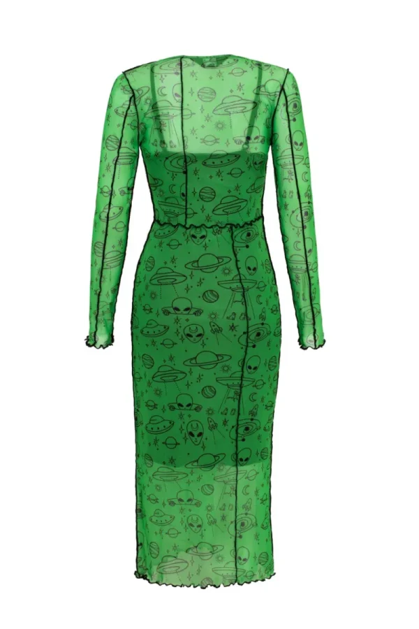 Hell Bunny Dresses>Scully Dress Green