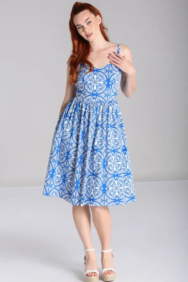 Hell Bunny Dresses>Sicily Dress Blue