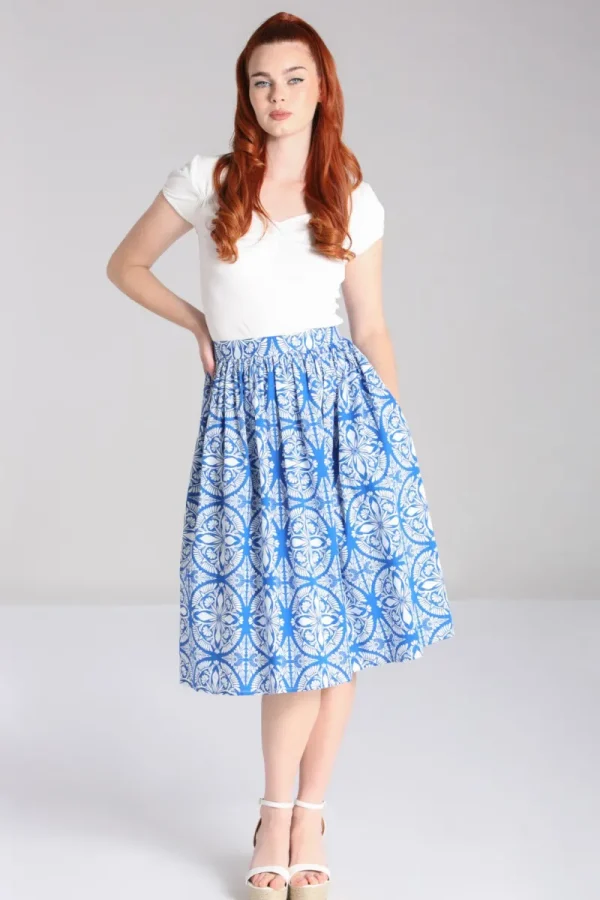 Hell Bunny Skirts>Sicily Skirt Blue