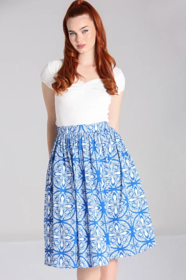 Hell Bunny Skirts>Sicily Skirt Blue