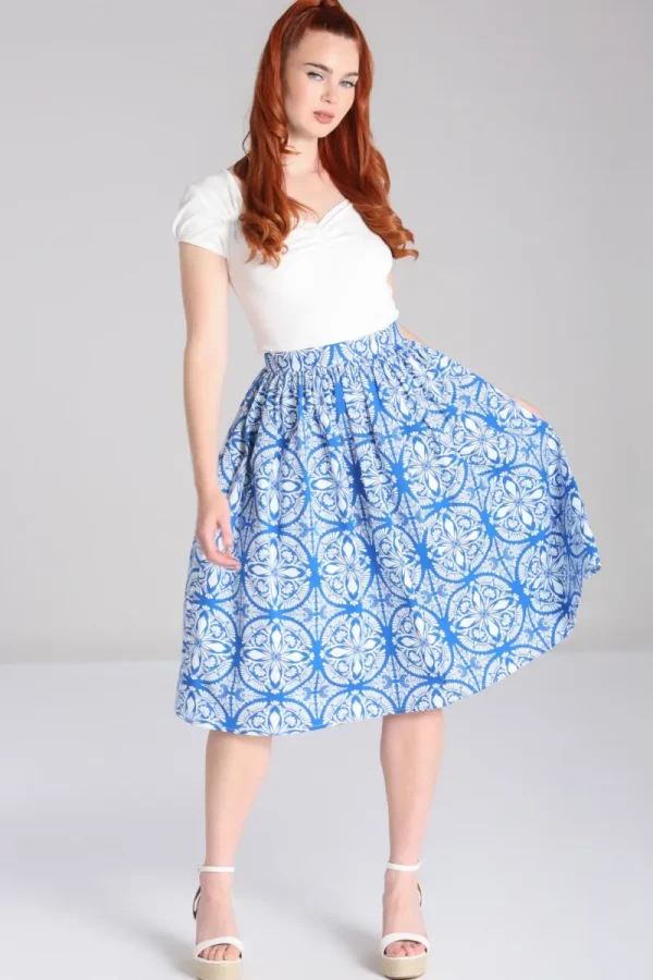 Hell Bunny Skirts>Sicily Skirt Blue