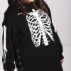 Hell Bunny Tops | Dresses>Skeleton Hoodie Dress Black