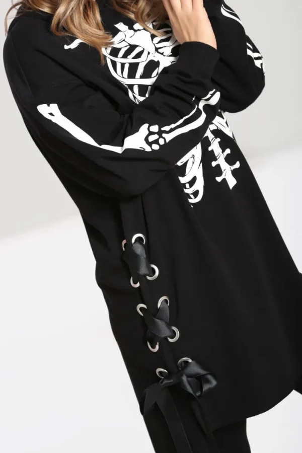 Hell Bunny Tops | Dresses>Skeleton Hoodie Dress Black