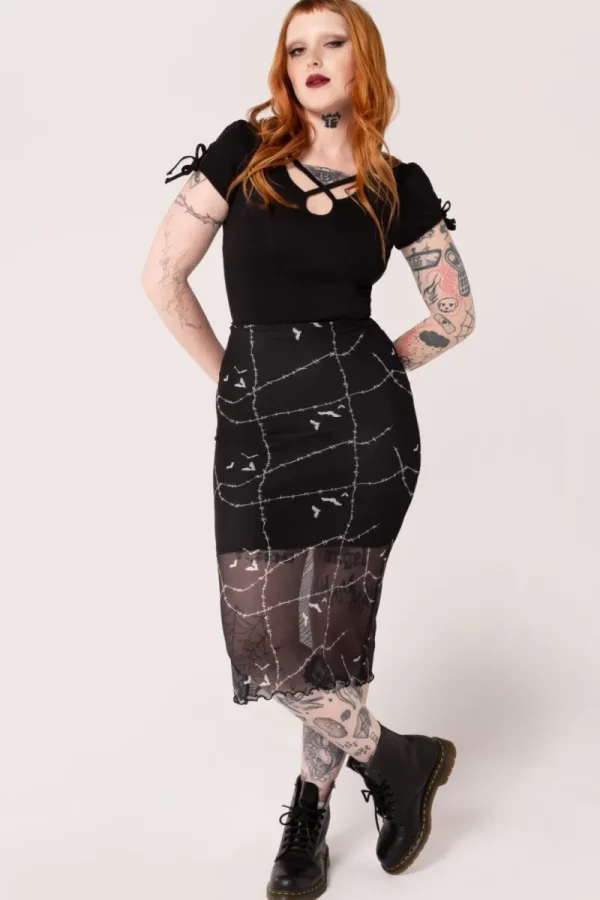 Hell Bunny Skirts | Skirts>Stitches Mesh Skirt Black