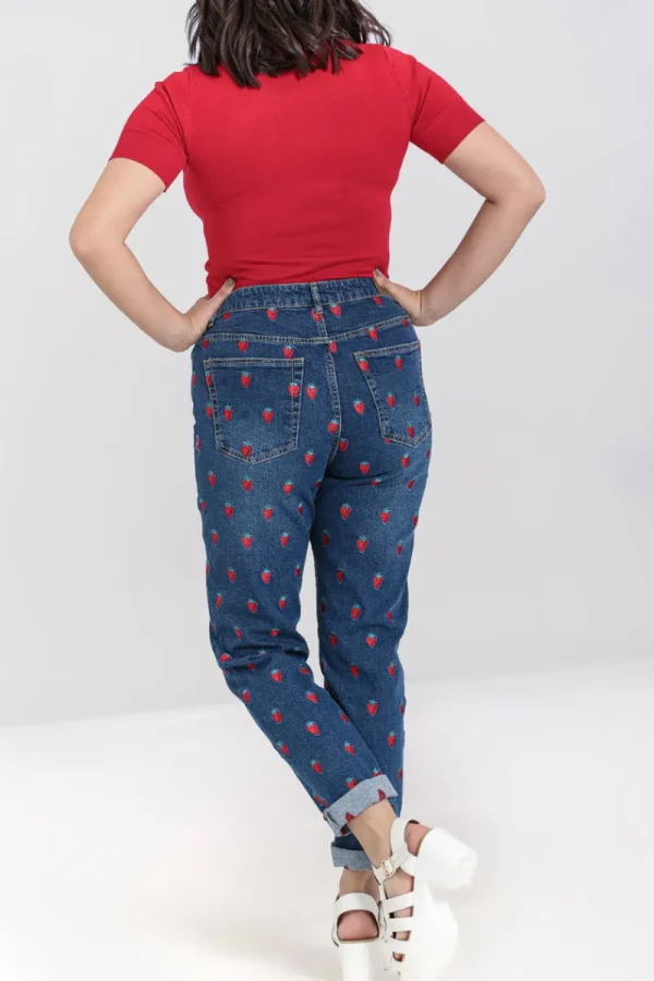 Hell Bunny Trousers & Shorts | Trousers & Shorts>Strawberry Denim Jeans Blue