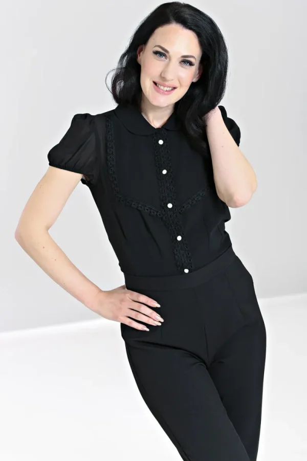 Hell Bunny Tops | Blouses>Taffy Blouse Black