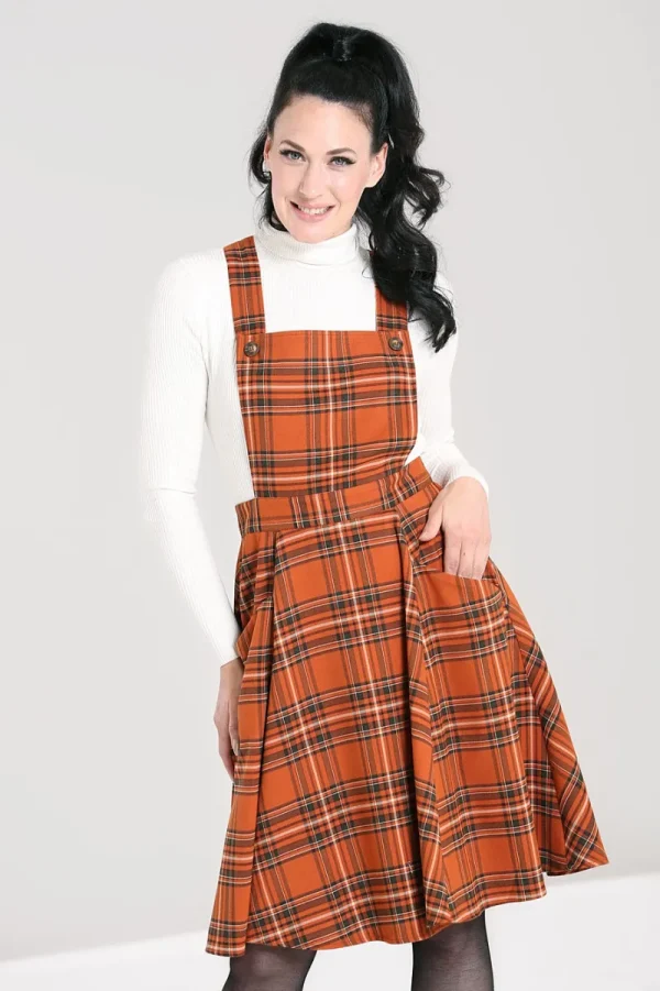 Hell Bunny Dresses | Dresses>Tawny Pinafore Dress Brown