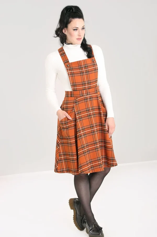 Hell Bunny Dresses | Dresses>Tawny Pinafore Dress Brown