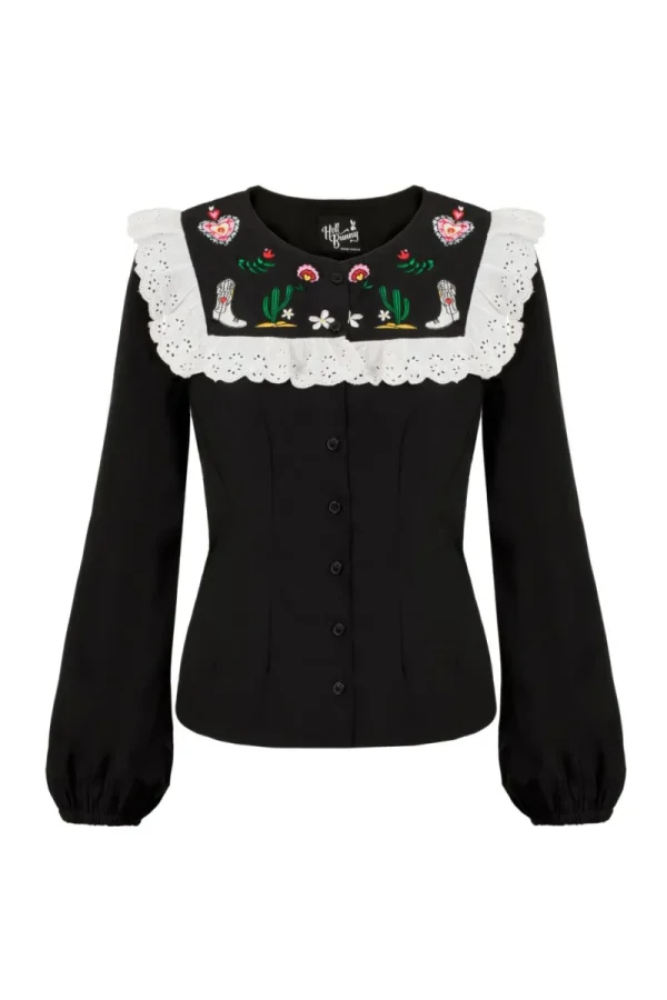 Hell Bunny Tops | Blouses>Tessie Blouse Black