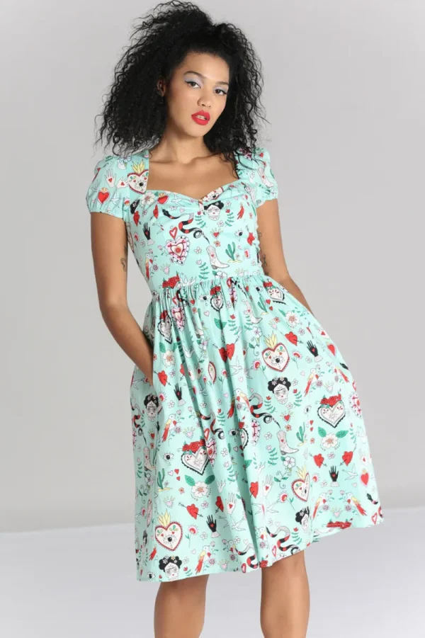 Hell Bunny Dresses | Dresses With Pockets>Tijuana Midi Dress Green