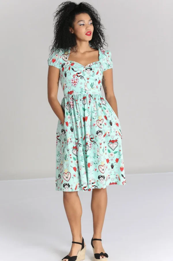 Hell Bunny Dresses | Dresses With Pockets>Tijuana Midi Dress Green