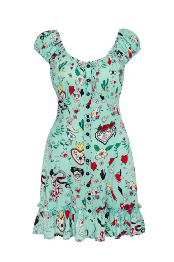 Hell Bunny Dresses>Tijuana Mini Dress Green