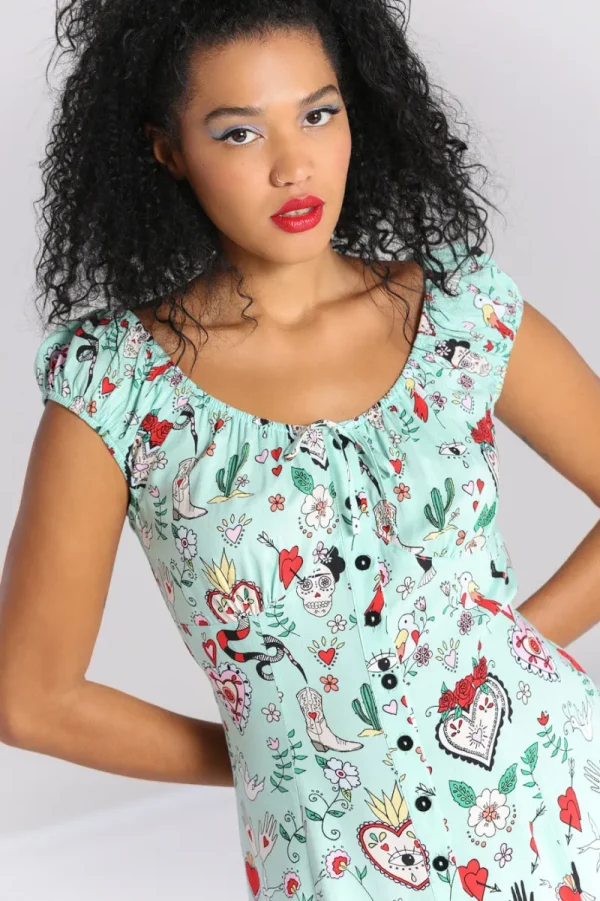 Hell Bunny Dresses>Tijuana Mini Dress Green