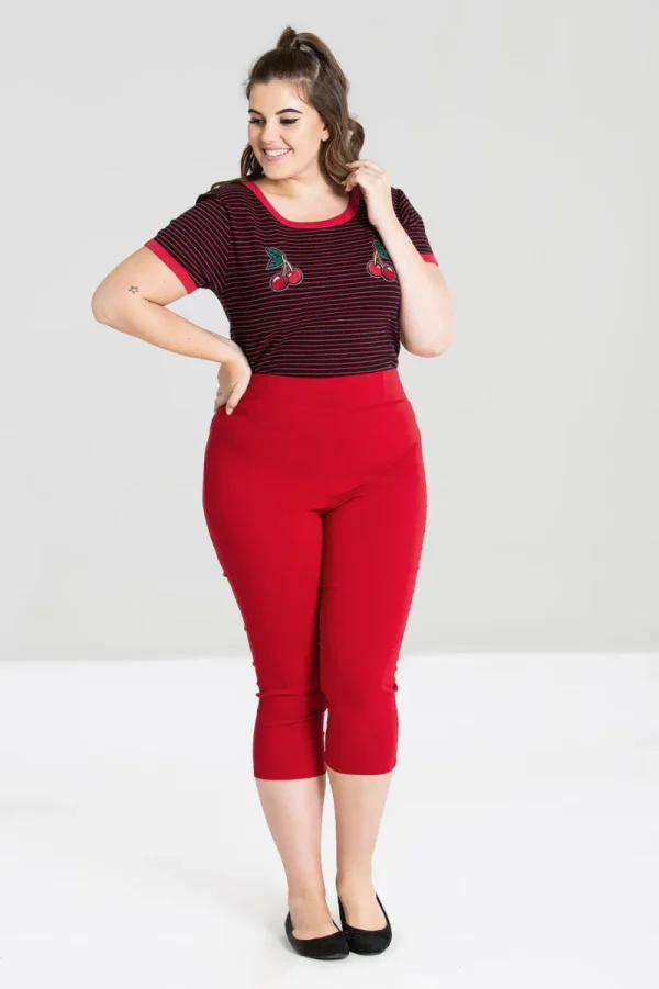 Hell Bunny Trousers & Shorts | Trousers & Shorts>Tina Capris Red