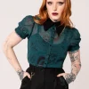 Hell Bunny Tops | Blouses>Venom Blouse DarkGreen