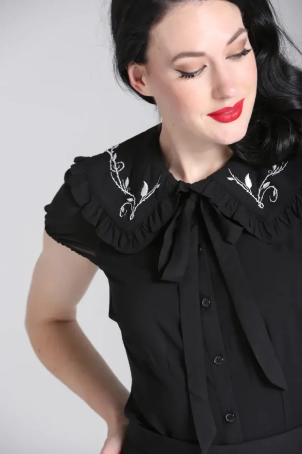 Hell Bunny Tops | Blouses>Vina Blouse Black