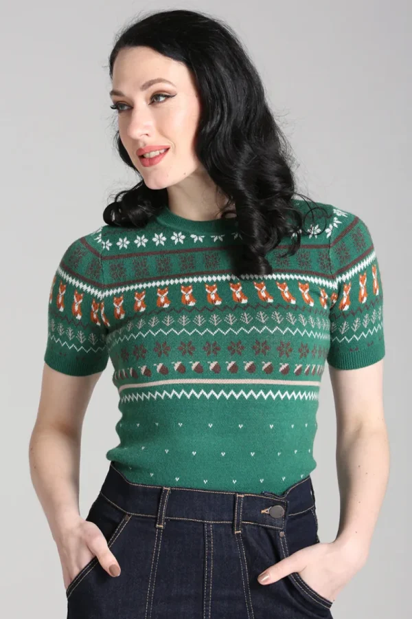 Hell Bunny Knitwear | Knitwear>Vixey Jumper Green