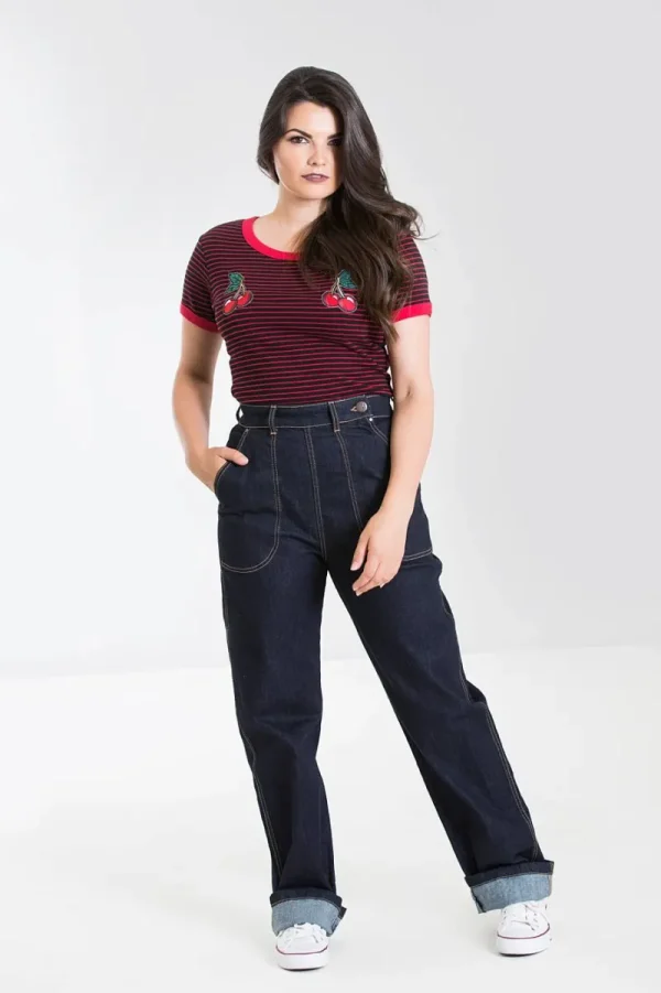 Hell Bunny Trousers & Shorts | Trousers & Shorts>Weston Denim Trousers Navy