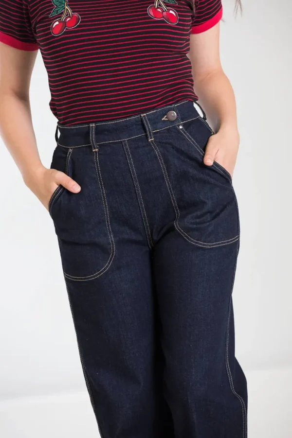 Hell Bunny Trousers & Shorts | Trousers & Shorts>Weston Denim Trousers Navy