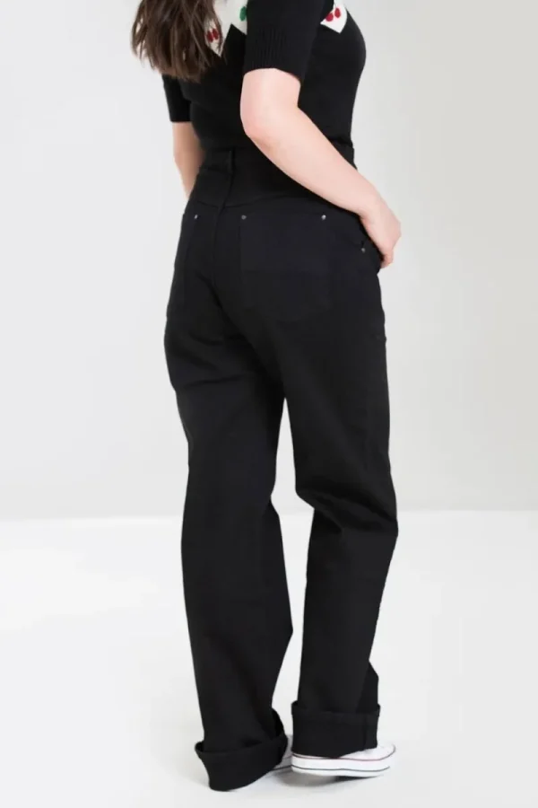 Hell Bunny Trousers & Shorts | Denim>Weston Denim Trousers Black