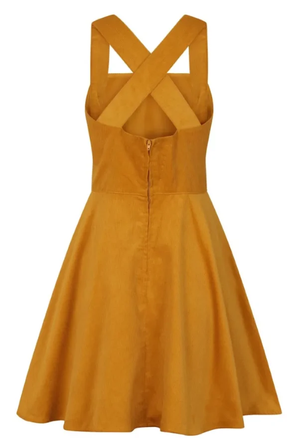 Hell Bunny Dresses>Wonder Years Pinafore Dress Mustard